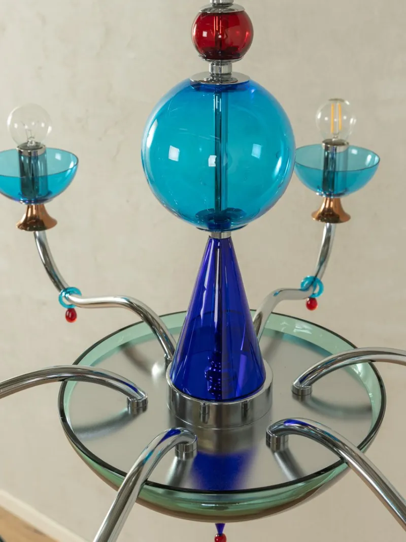 Pamono Postmodern Blue Chandelier, 1980s> Ceiling Lights