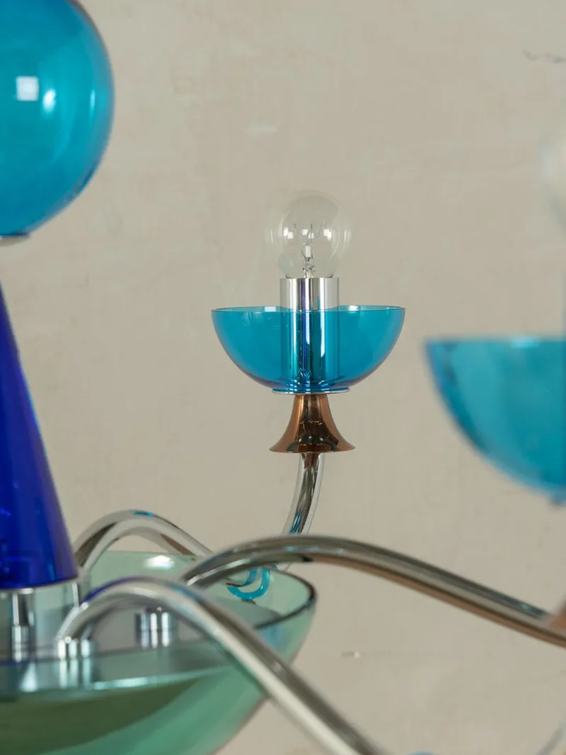 Pamono Postmodern Blue Chandelier, 1980s> Ceiling Lights
