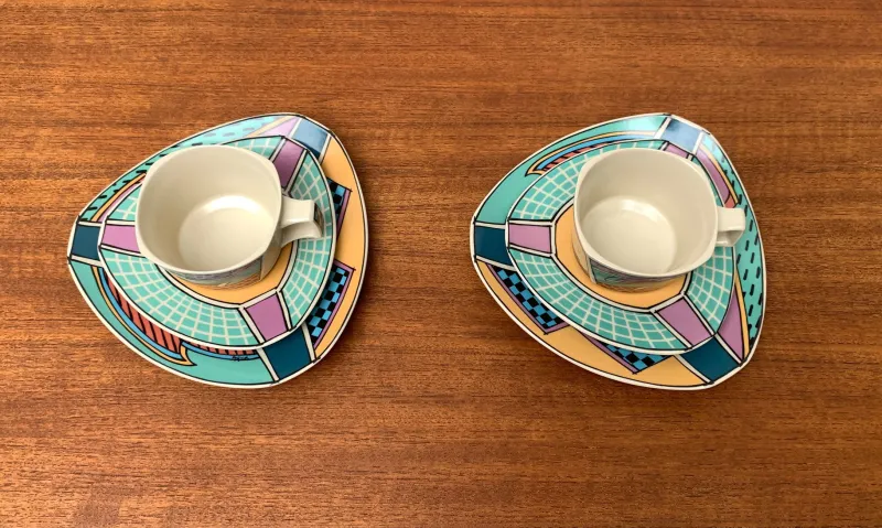 Pamono Postmodern Flash One Series Coffee Service Plates, Cups, Saucers by Dorothy Hafner for Rosenthal, 1980s, Set of 6> Coffee & Tea Service