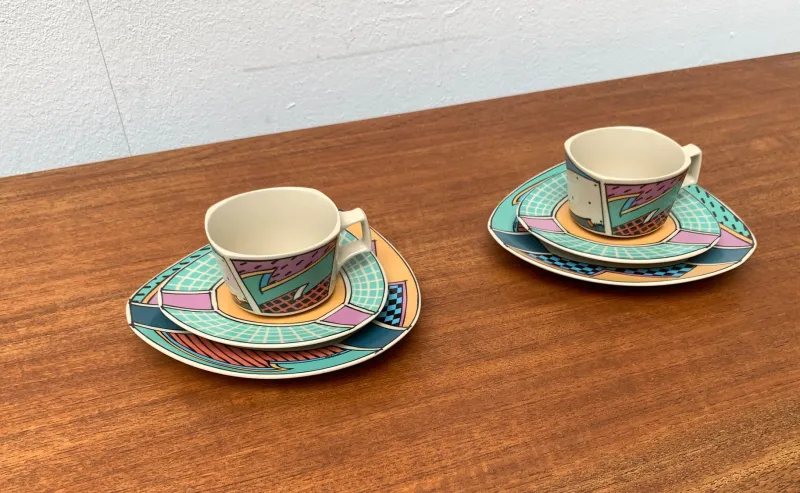Pamono Postmodern Flash One Series Coffee Service Plates, Cups, Saucers by Dorothy Hafner for Rosenthal, 1980s, Set of 6> Coffee & Tea Service