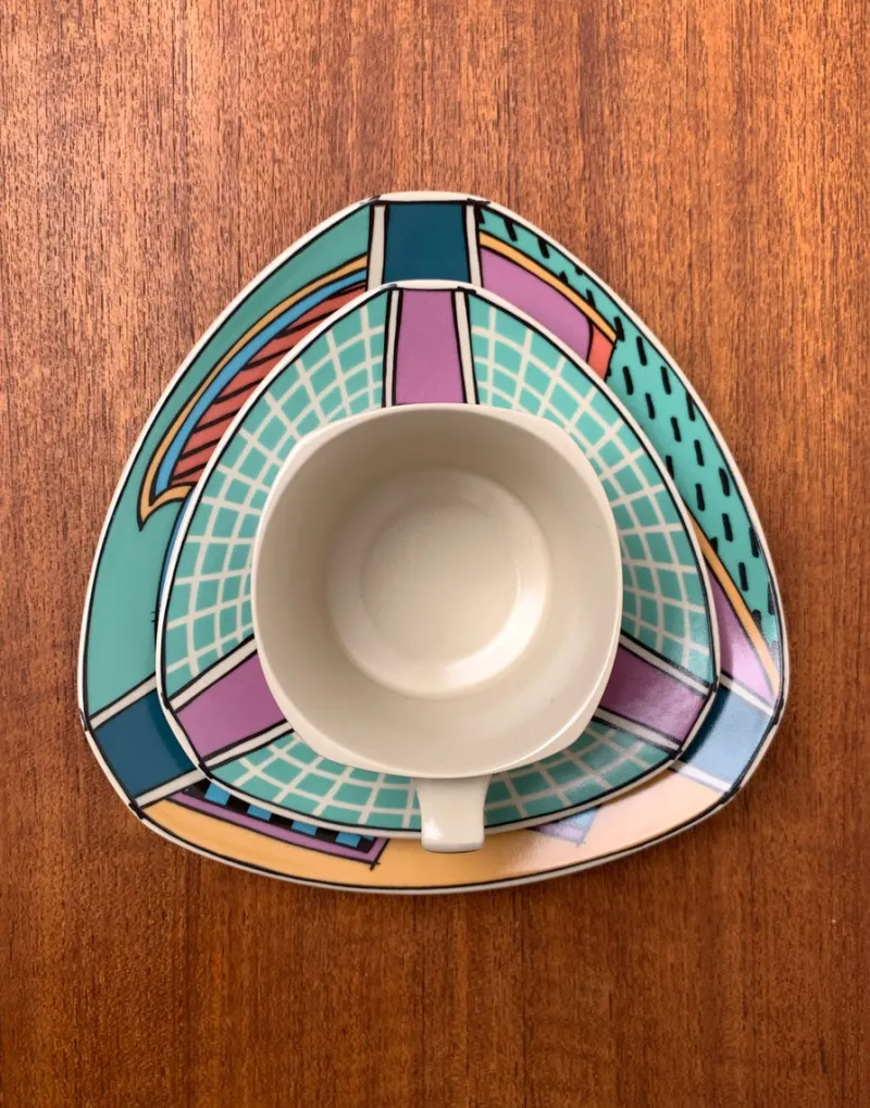 Pamono Postmodern Flash One Series Coffee Service Plates, Cups, Saucers by Dorothy Hafner for Rosenthal, 1980s, Set of 6> Coffee & Tea Service