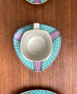 Pamono Postmodern Flash One Series Coffee Service Plates, Cups, Saucers by Dorothy Hafner for Rosenthal, 1980s, Set of 6><noscript><img width=