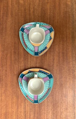 Pamono Postmodern Flash One Series Coffee Service Plates, Cups, Saucers by Dorothy Hafner for Rosenthal, 1980s, Set of 6><noscript><img width=