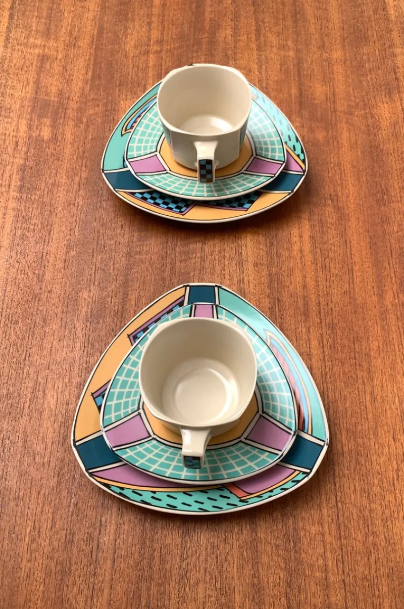 Pamono Postmodern Flash One Series Coffee Service Plates, Cups, Saucers by Dorothy Hafner for Rosenthal, 1980s, Set of 6> Coffee & Tea Service