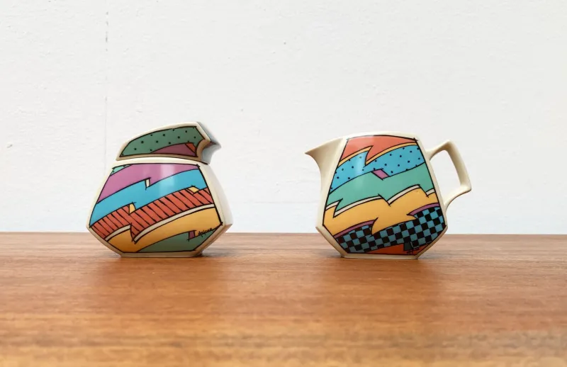 Pamono Postmodern Flash One Series Milk and Sugar Pot by Dorothy Hafner for Rosenthal, 1980s, Set of 2