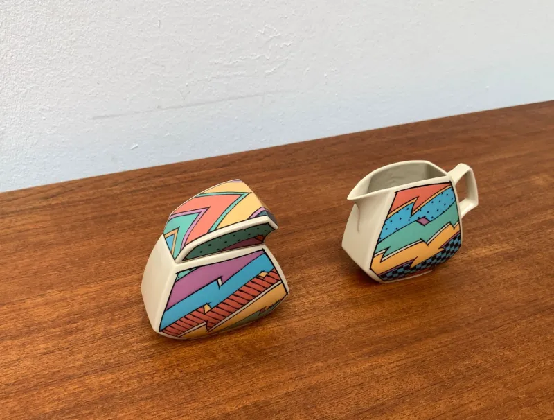 Pamono Postmodern Flash One Series Milk and Sugar Pot by Dorothy Hafner for Rosenthal, 1980s, Set of 2