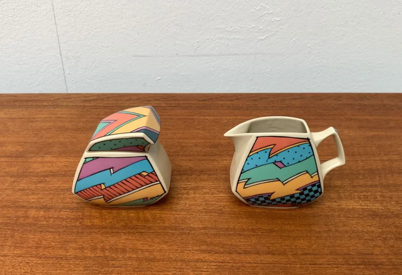 Pamono Postmodern Flash One Series Milk and Sugar Pot by Dorothy Hafner for Rosenthal, 1980s, Set of 2