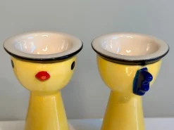 Pamono Postmodern Handcrafted Ceramic Chicken Egg Cups from Ikea, Sweden, 1980s, Set of 2><noscript><img width=