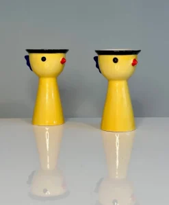 Pamono Postmodern Handcrafted Ceramic Chicken Egg Cups from Ikea, Sweden, 1980s, Set of 2><noscript><img width=