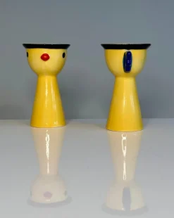 Pamono Postmodern Handcrafted Ceramic Chicken Egg Cups from Ikea, Sweden, 1980s, Set of 2><noscript><img width=