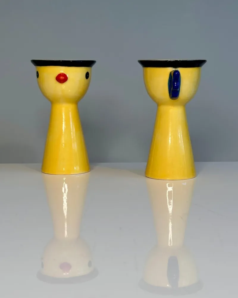 Pamono Postmodern Handcrafted Ceramic Chicken Egg Cups from Ikea, Sweden, 1980s, Set of 2> Coffee & Tea Service