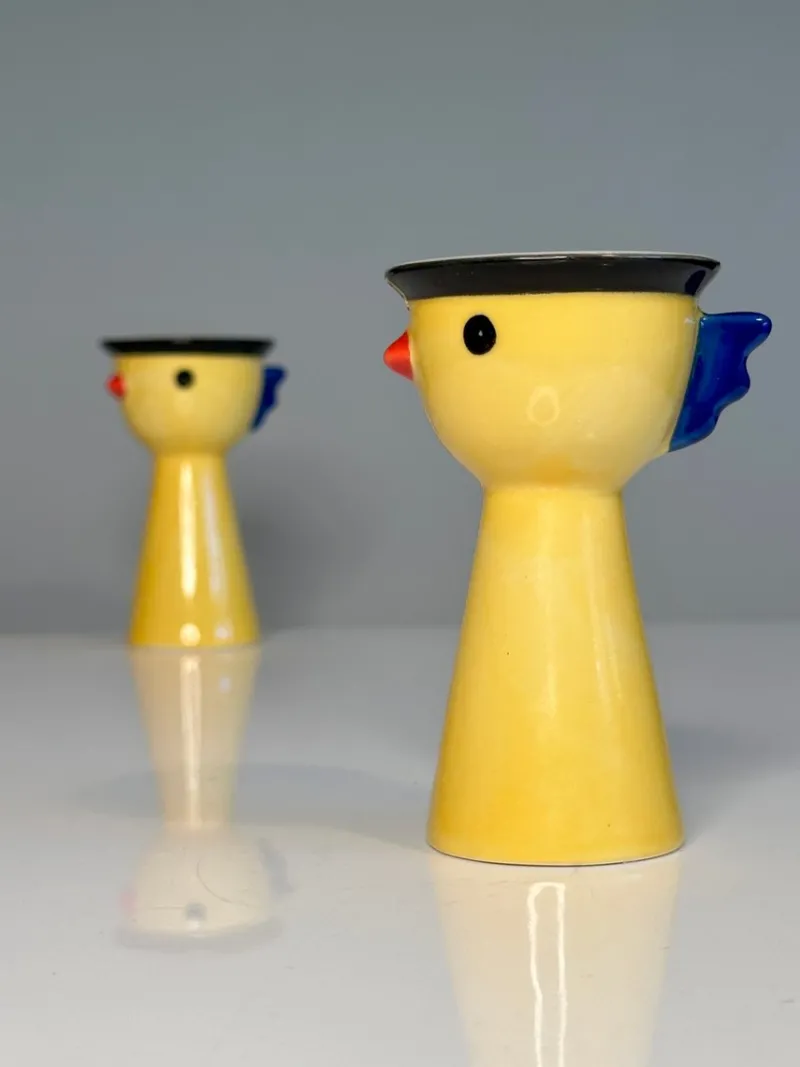 Pamono Postmodern Handcrafted Ceramic Chicken Egg Cups from Ikea, Sweden, 1980s, Set of 2> Coffee & Tea Service