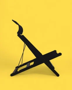 Pamono Postmodern Hestra Folding Lounge Chairs in Black Canvas attributed to Tord Bjorklund for Ikea, 1991, Set of 2> Garden Seating