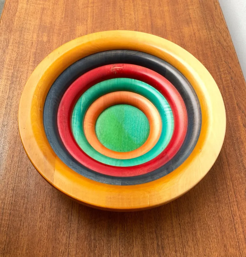 Pamono Postmodern Italian Wooden Bowl by Pietro Manzoni> Bowls