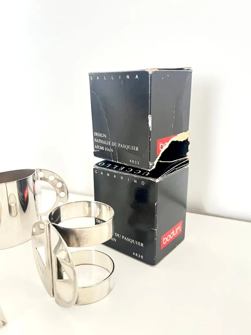 Pamono Postmodern Napkin Rings in Stainless Steel by Nathalie du Pasquier for Bodum, 1990s, Set of 6> Serving Dishes