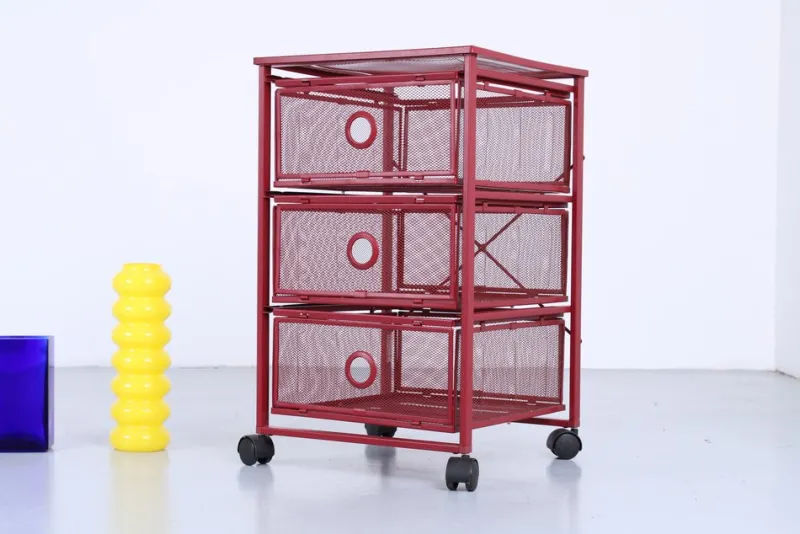 Pamono Postmodern Red Metal Storage Unit from Ikea, 1980s> Serving Bar Carts & Trolleys