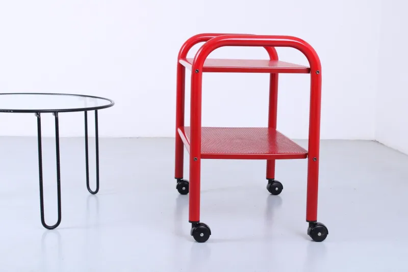 Pamono Postmodern Red Metal Trolley by Habitat, 1980s> Serving Bar Carts & Trolleys
