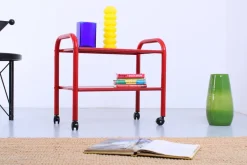 Pamono Postmodern Red Metal Trolley by Habitat, 1980s><noscript><img width=