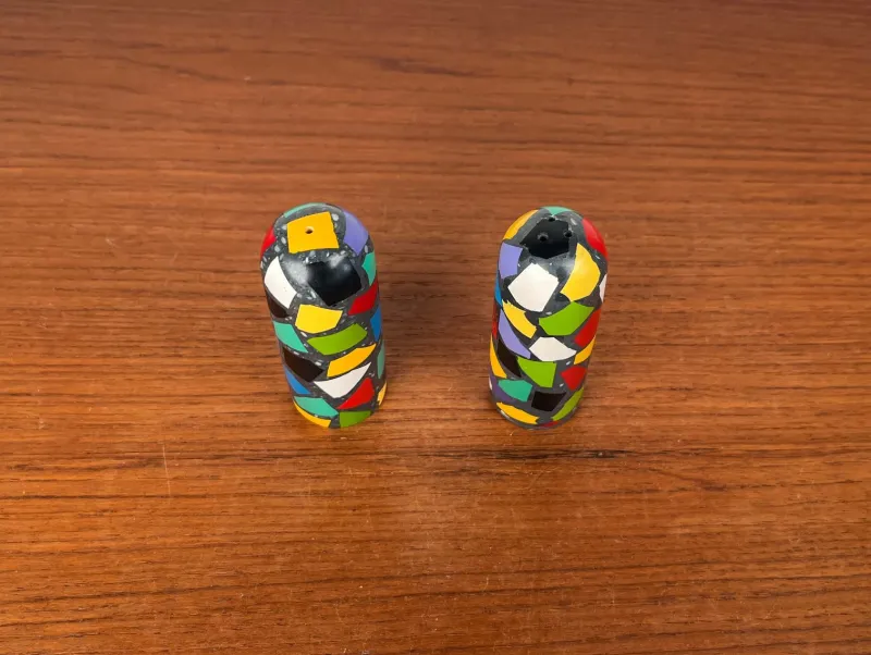 New Pamono Postmodern Terrazzo Pepper and Salt Shaker, 1980s, Set of 2