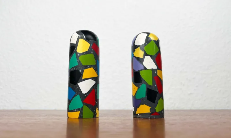 New Pamono Postmodern Terrazzo Pepper and Salt Shaker, 1980s, Set of 2