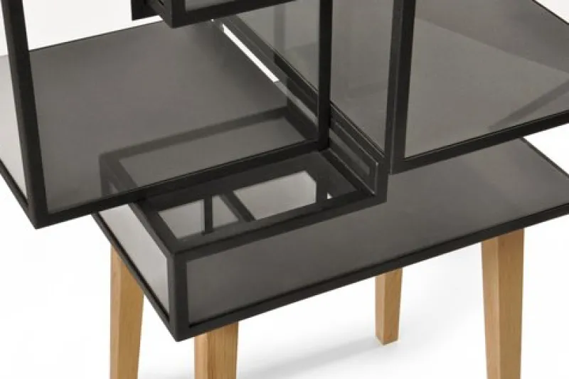 Outlet Pamono Powder Coated Steel, Glass and Oak Wood Decorative Cabinet 4 by JSPR
