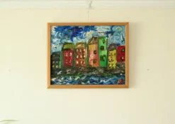 Pamono Preben Rasmussen, Houses, Mid-20th Century, Oil on Canvas, Framed> Mid-Century