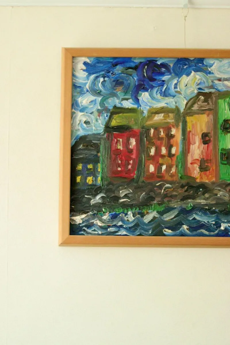Pamono Preben Rasmussen, Houses, Mid-20th Century, Oil on Canvas, Framed> Mid-Century