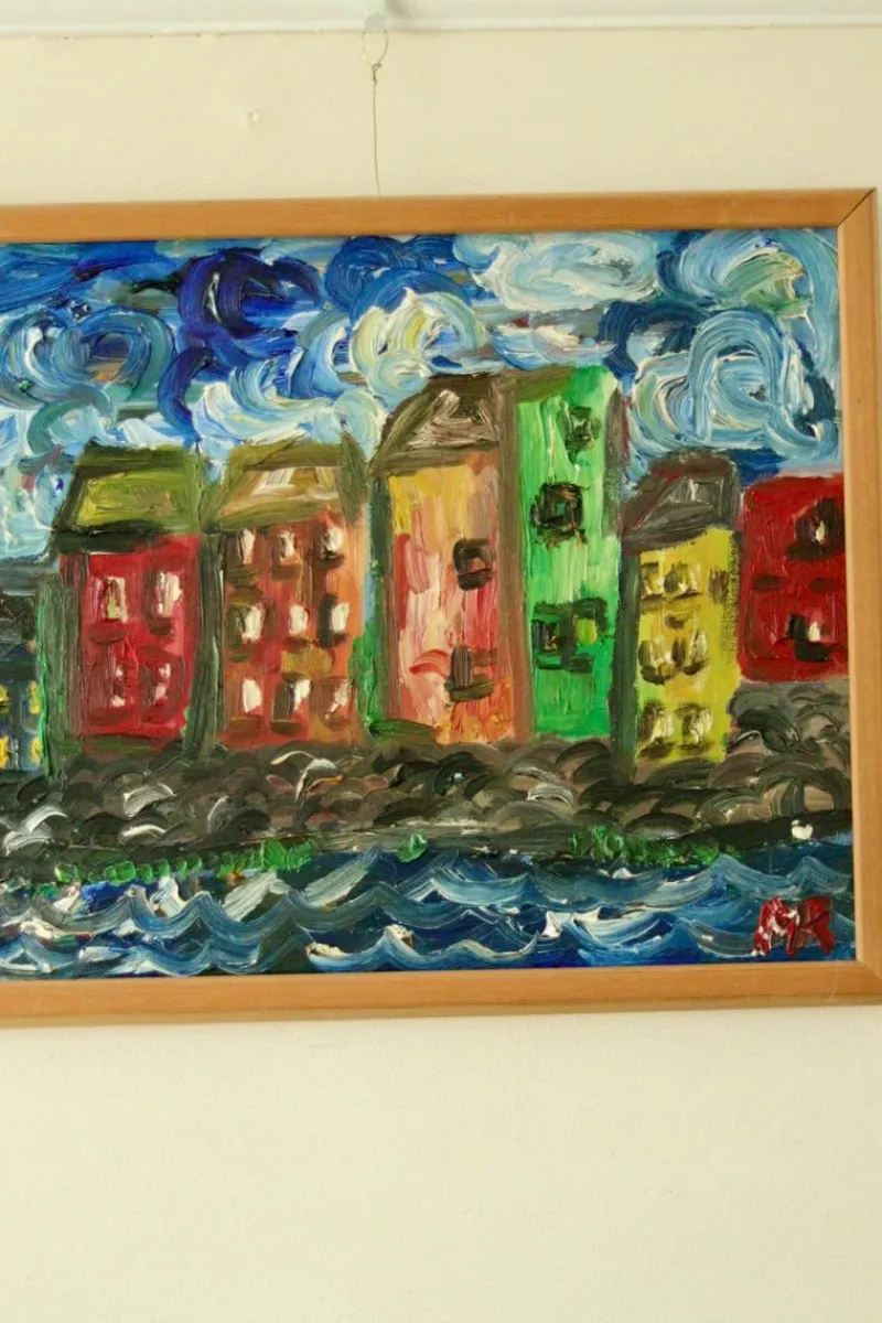 Pamono Preben Rasmussen, Houses, Mid-20th Century, Oil on Canvas, Framed> Mid-Century