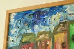 Pamono Preben Rasmussen, Houses, Mid-20th Century, Oil on Canvas, Framed><noscript><img width=