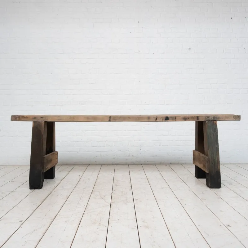 Pamono Primitive Beech and Oak Console, 1900s> Console Tables