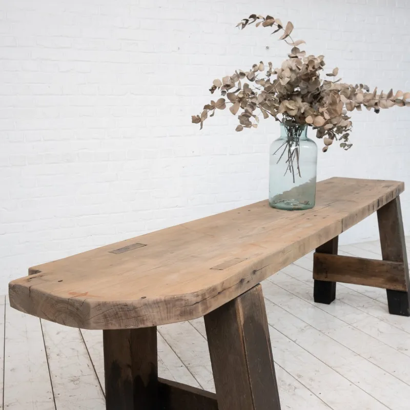 Pamono Primitive Beech and Oak Console, 1900s> Console Tables