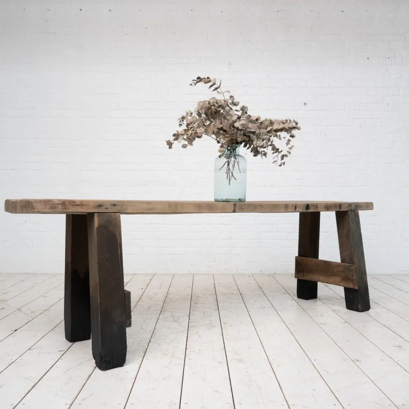 Pamono Primitive Beech and Oak Console, 1900s> Console Tables