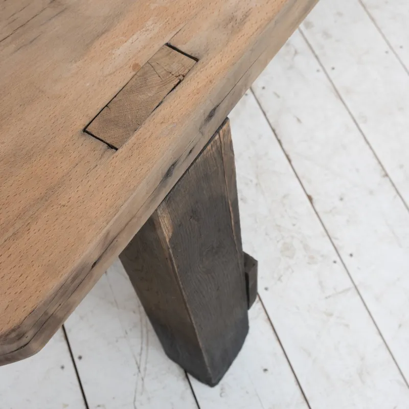 Pamono Primitive Beech and Oak Console, 1900s> Console Tables