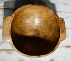 Pamono Primitive Hand Carved Oak Bowl, 1900s><noscript><img width=