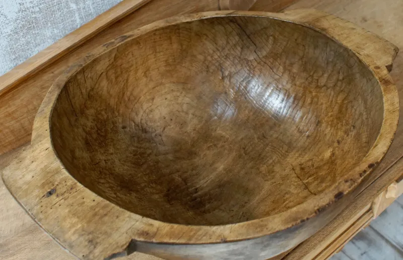 Pamono Primitive Hand Carved Oak Bowl, 1900s> Bowls
