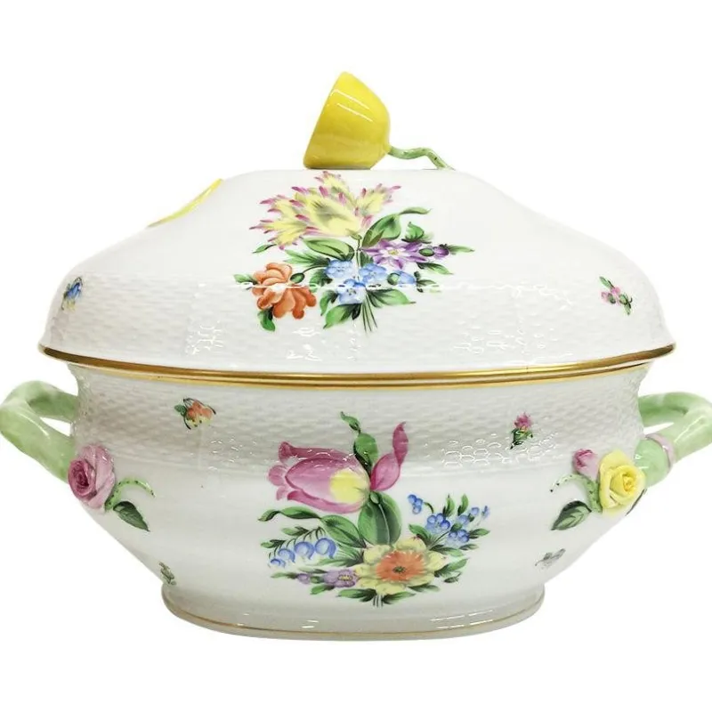 Pamono Printemps Pattern Porcelain Tureen with Handles from Herend, Hungary