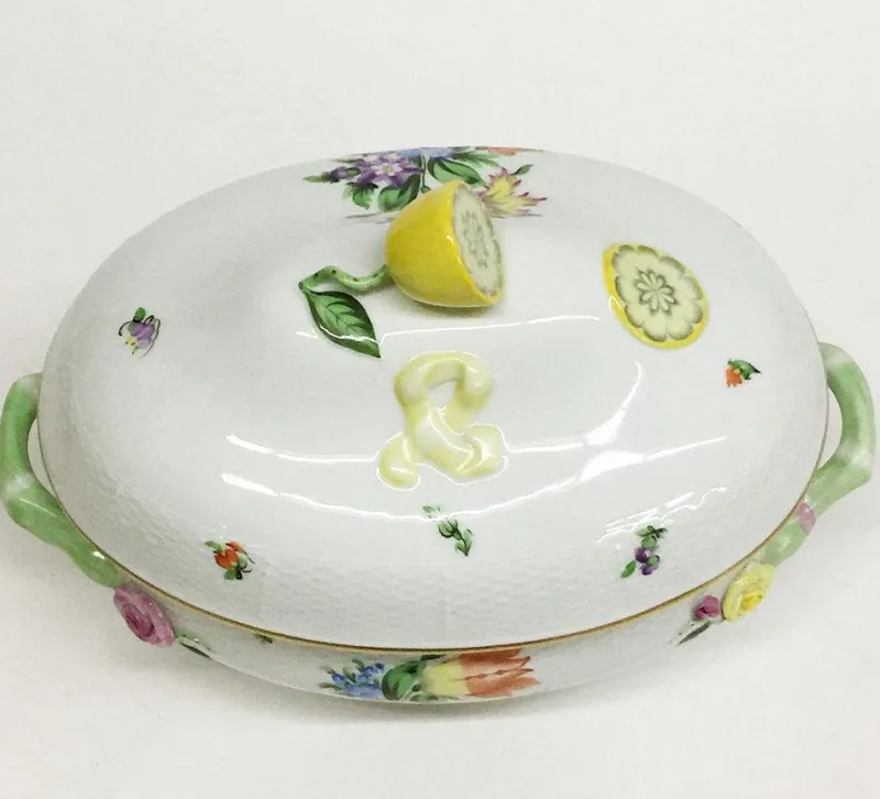Pamono Printemps Pattern Porcelain Tureen with Handles from Herend, Hungary