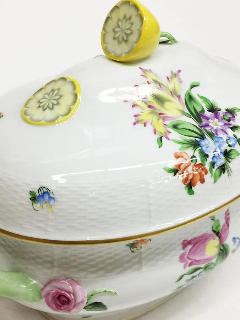 Pamono Printemps Pattern Porcelain Tureen with Handles from Herend, Hungary