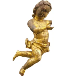 Hot Pamono Putto Figure, 17th-18th Century, Gilded Wood