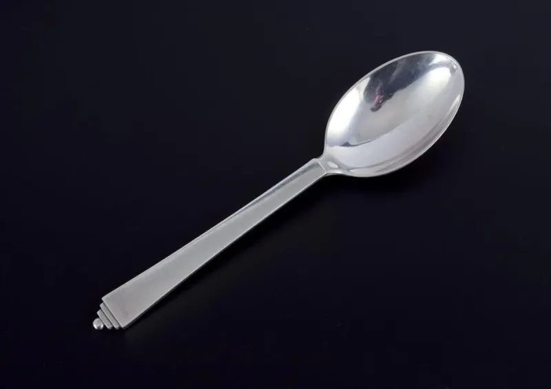 New Pamono Pyramid Dinner Service in Sterling Silver from Georg Jensen, 1930s, Set of 18