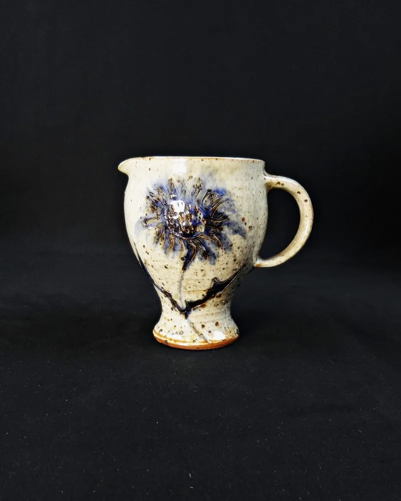 Best Pamono Pyrite Stoneware Pitcher with Thistle Decoration by Suzanne Dauliach, 1970s