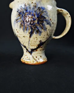 Best Pamono Pyrite Stoneware Pitcher with Thistle Decoration by Suzanne Dauliach, 1970s