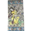 Hot Pamono Qajar-Era Hand-Painted Double-Tile Panel with Female Musician, 19th Century