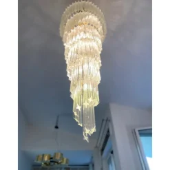 Sale Pamono Quadriedro Twister Chandelier in Murano Glass by Simoeng