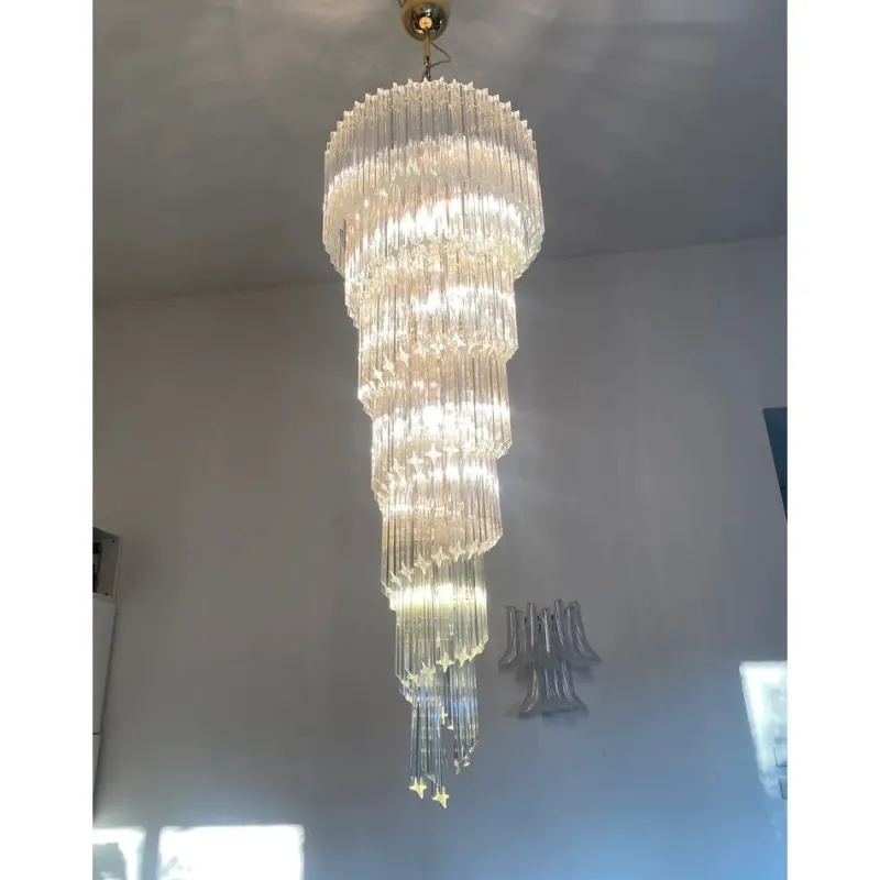 Sale Pamono Quadriedro Twister Chandelier in Murano Glass by Simoeng