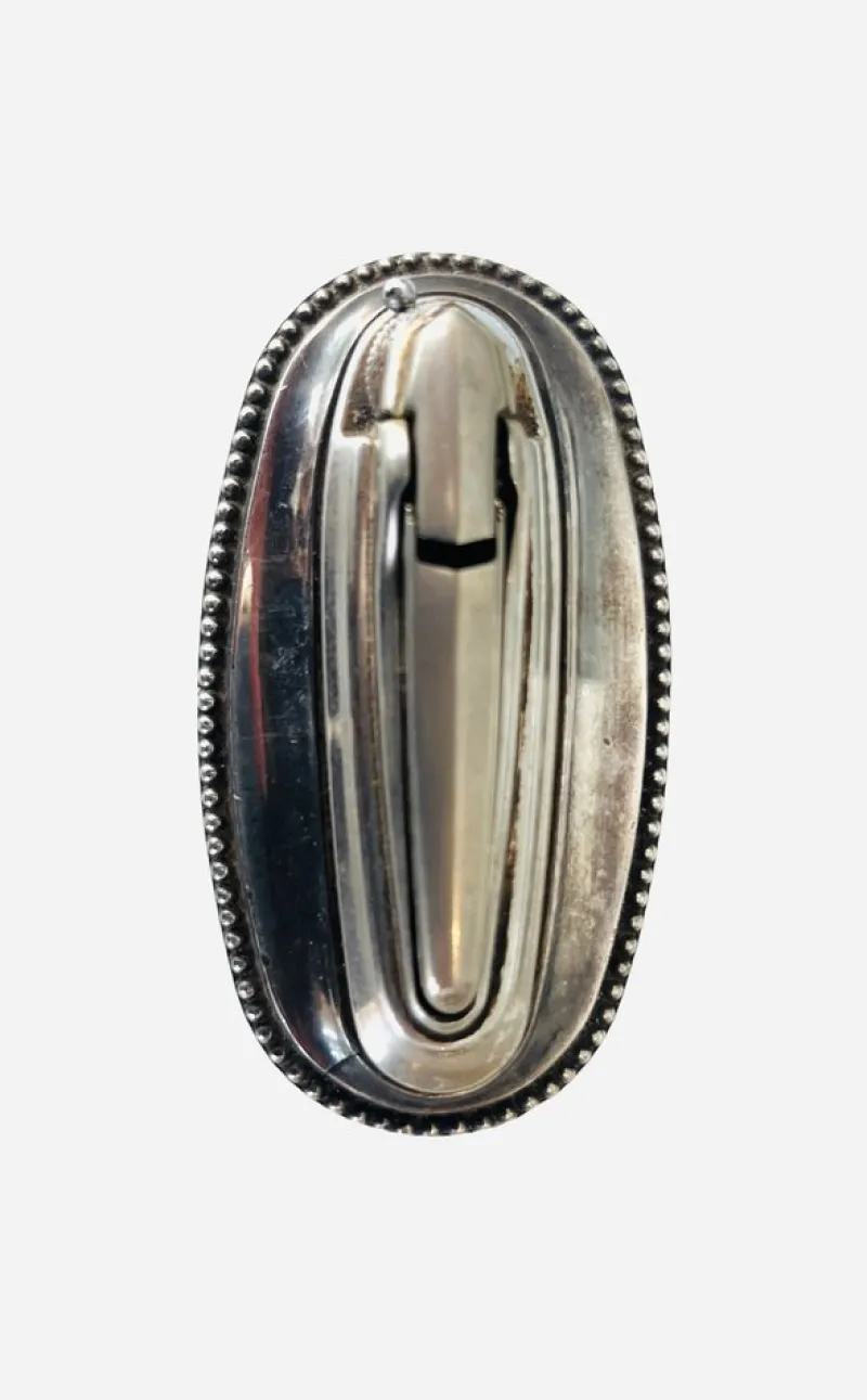 Discount Pamono Queen Anne Silver Metal Table Lighter, 1940s