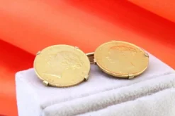 Pamono Queen Victoria Gold Half Pound Cufflinks, Set of 2><noscript><img width=