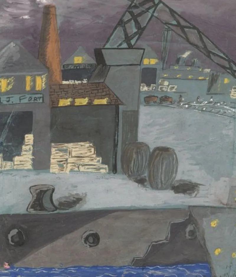 Pamono R. McNair, Shipyard, Possibly the Clyde, 1957, Gouache> Work On Paper