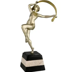 Pamono R. Varnier, Art Deco Scarf Dancer, 1925, Bronze with Marble Base> Art Deco