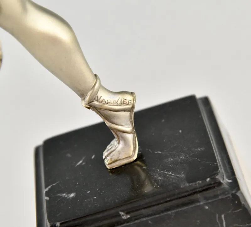 Pamono R. Varnier, Art Deco Scarf Dancer, 1925, Bronze with Marble Base> Art Deco